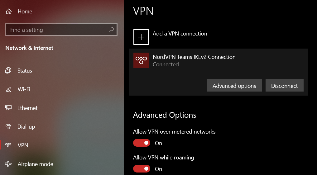 Déconnexion d'un VPN sous Windows.
