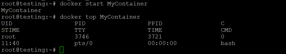 La commande Docker top affiche le processus principal d'un conteneur en cours d'exécution.