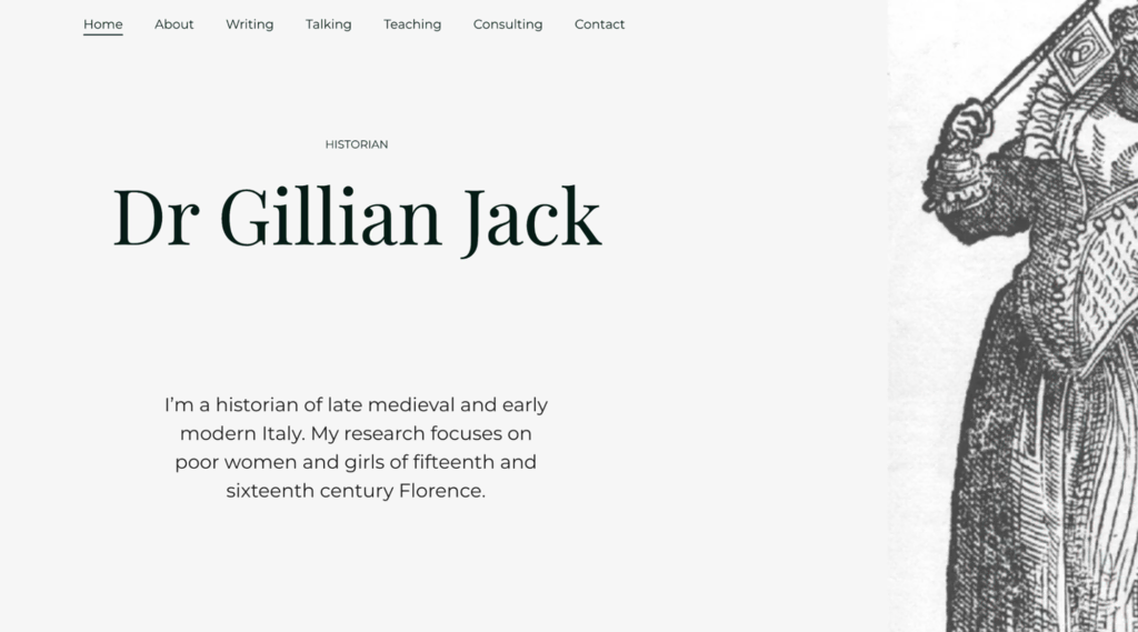 Page d'accueil du Dr Gillian Jack