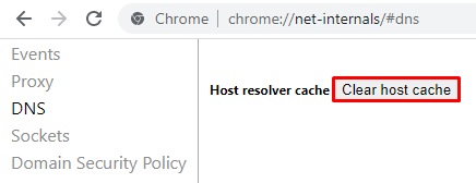 Effacer le cache de l'hôte sur Google Chrome
