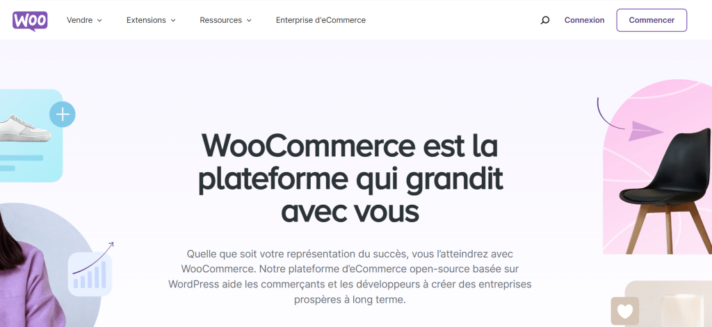 Page d'accueil du site WooCommerce