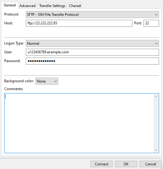 Configurer les détails du serveur FTP dans le Gestionnaire de site FileZilla